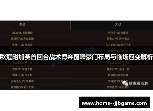 欧冠附加赛首回合战术博弈前瞻豪门布局与临场应变解析